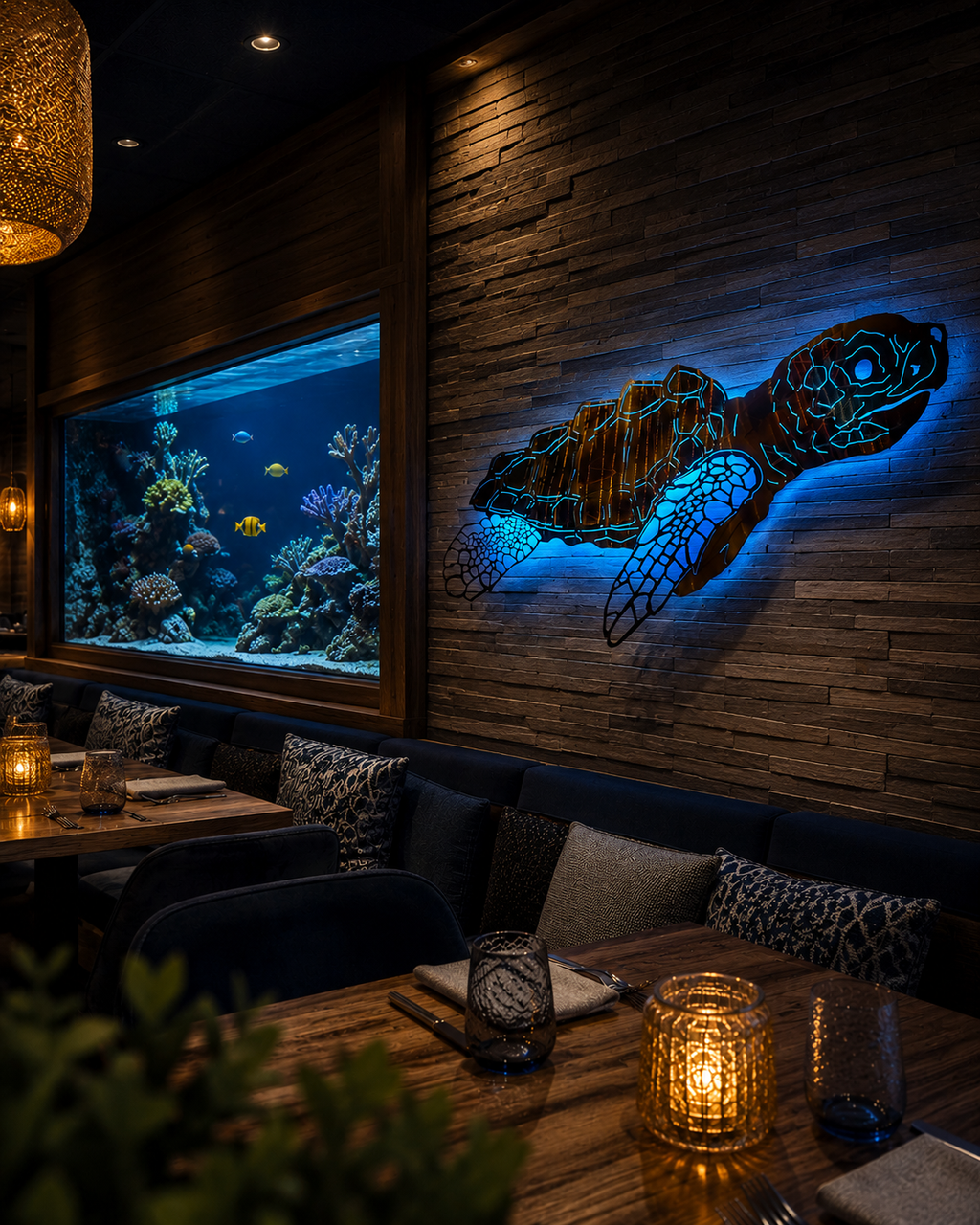 Stainless steel Sea turtle art mount