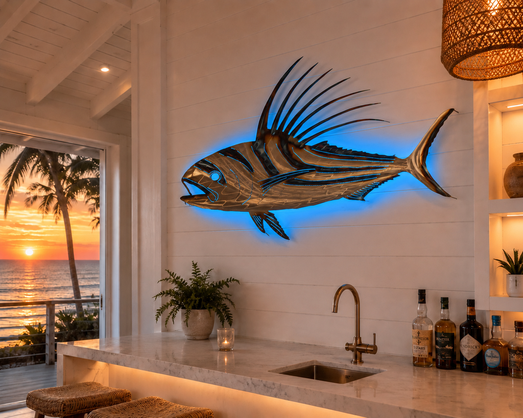 Stainless steel Rooster fish mount