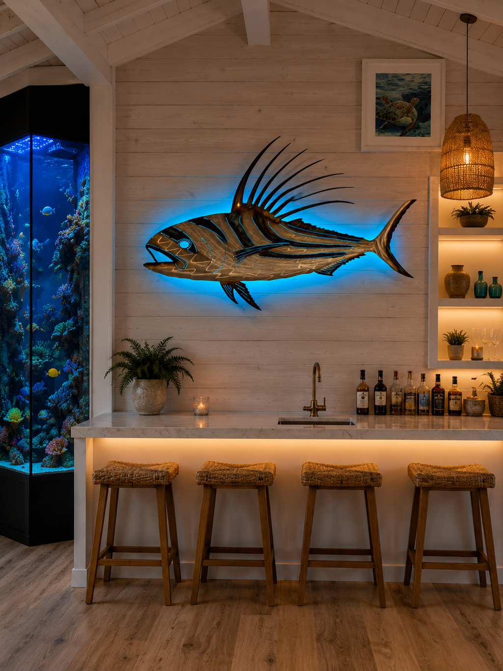 Stainless steel Rooster fish mount
