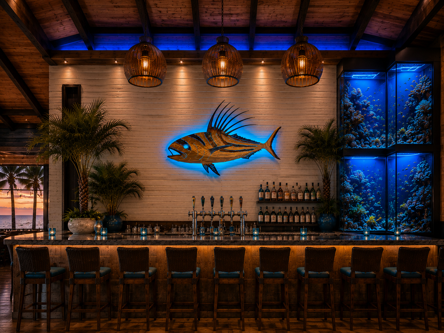 Stainless steel Rooster fish mount