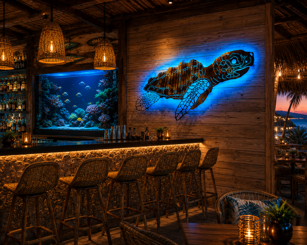 Stainless steel Sea turtle art mount
