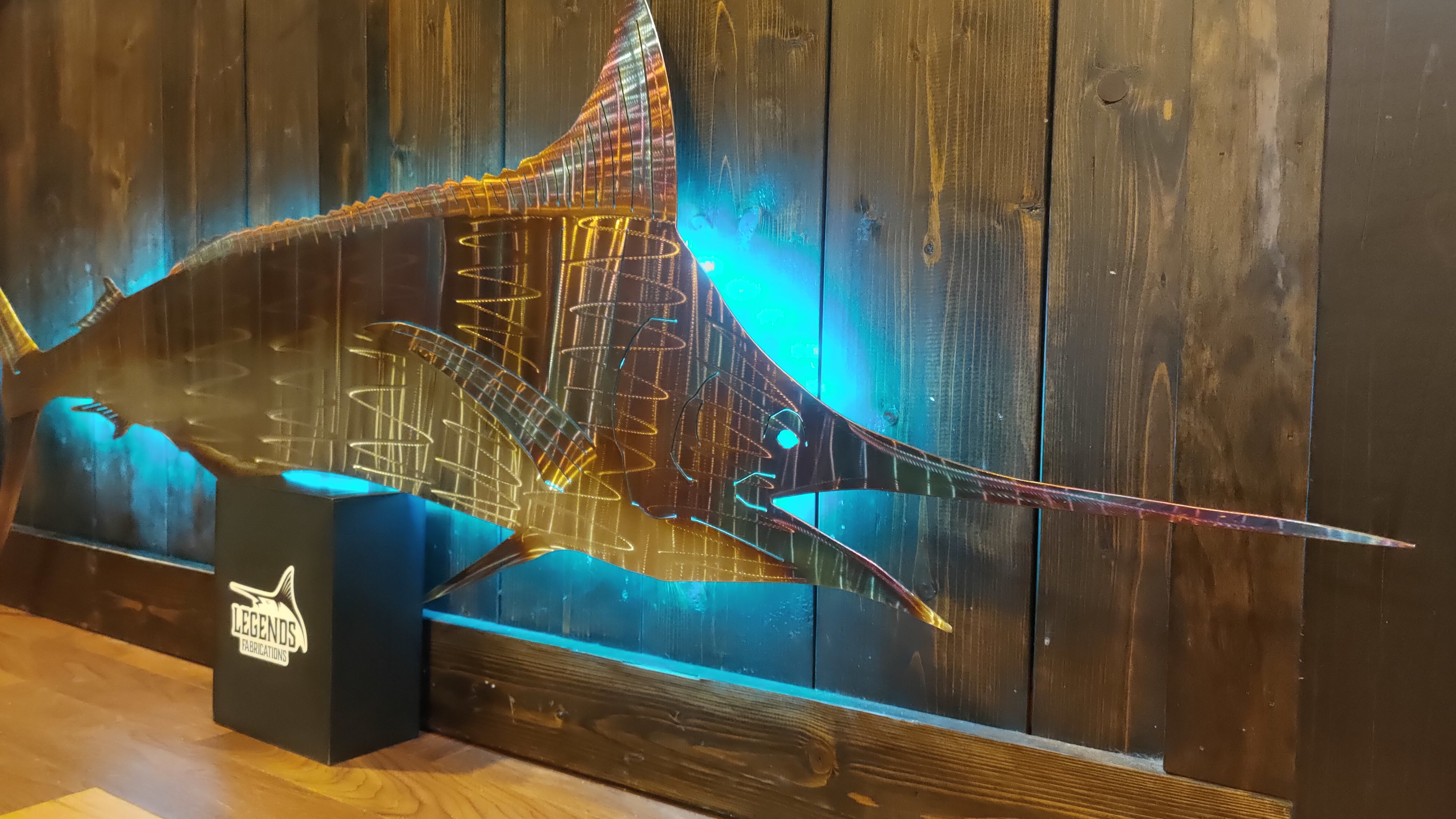 Stainless steel Blue Marlin with bait cluster