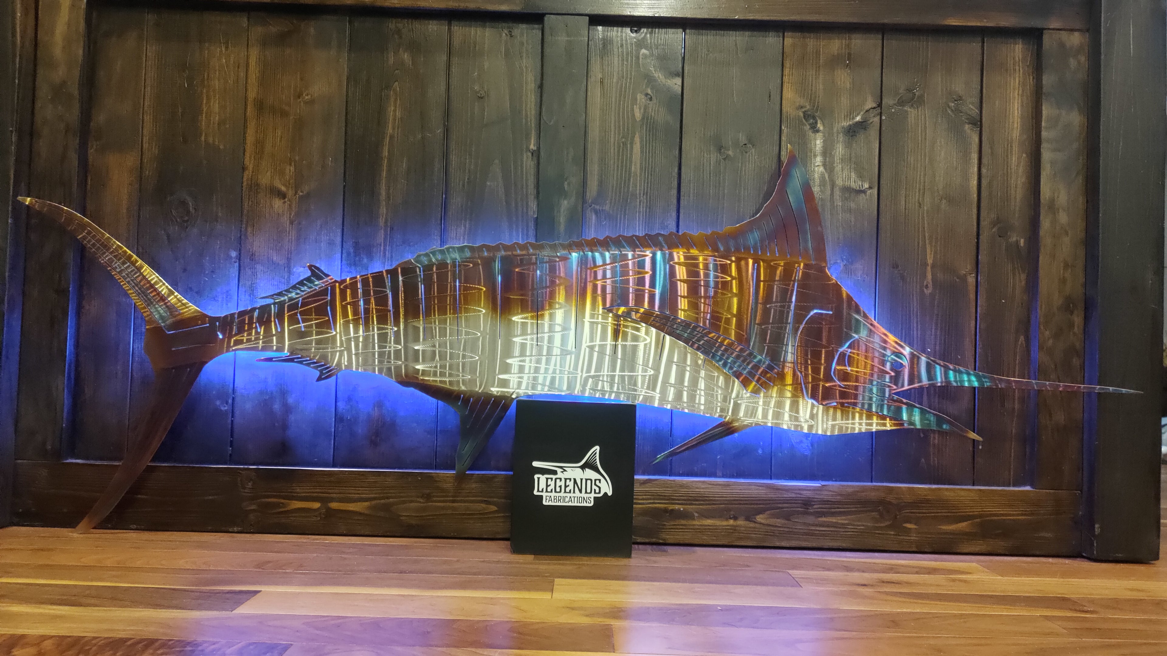 Stainless steel Blue Marlin with bait cluster